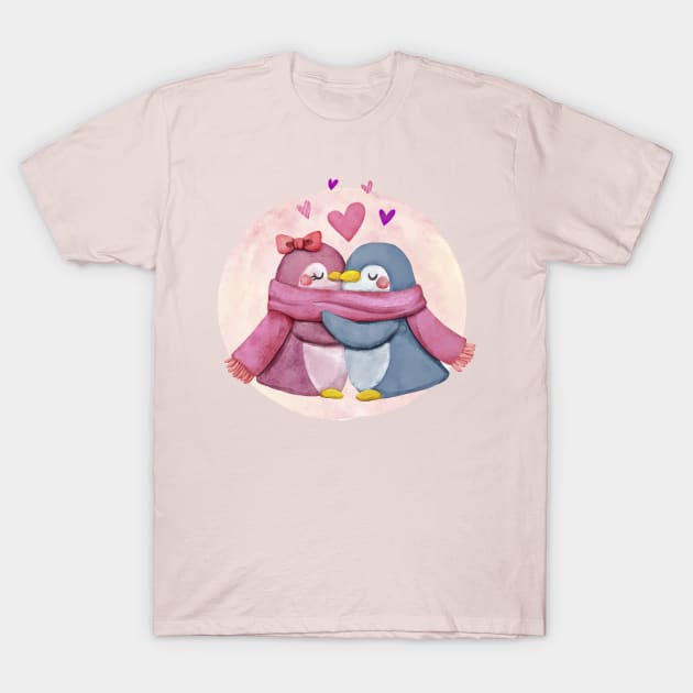 Penguin Hugging T-Shirt by Norzeatic